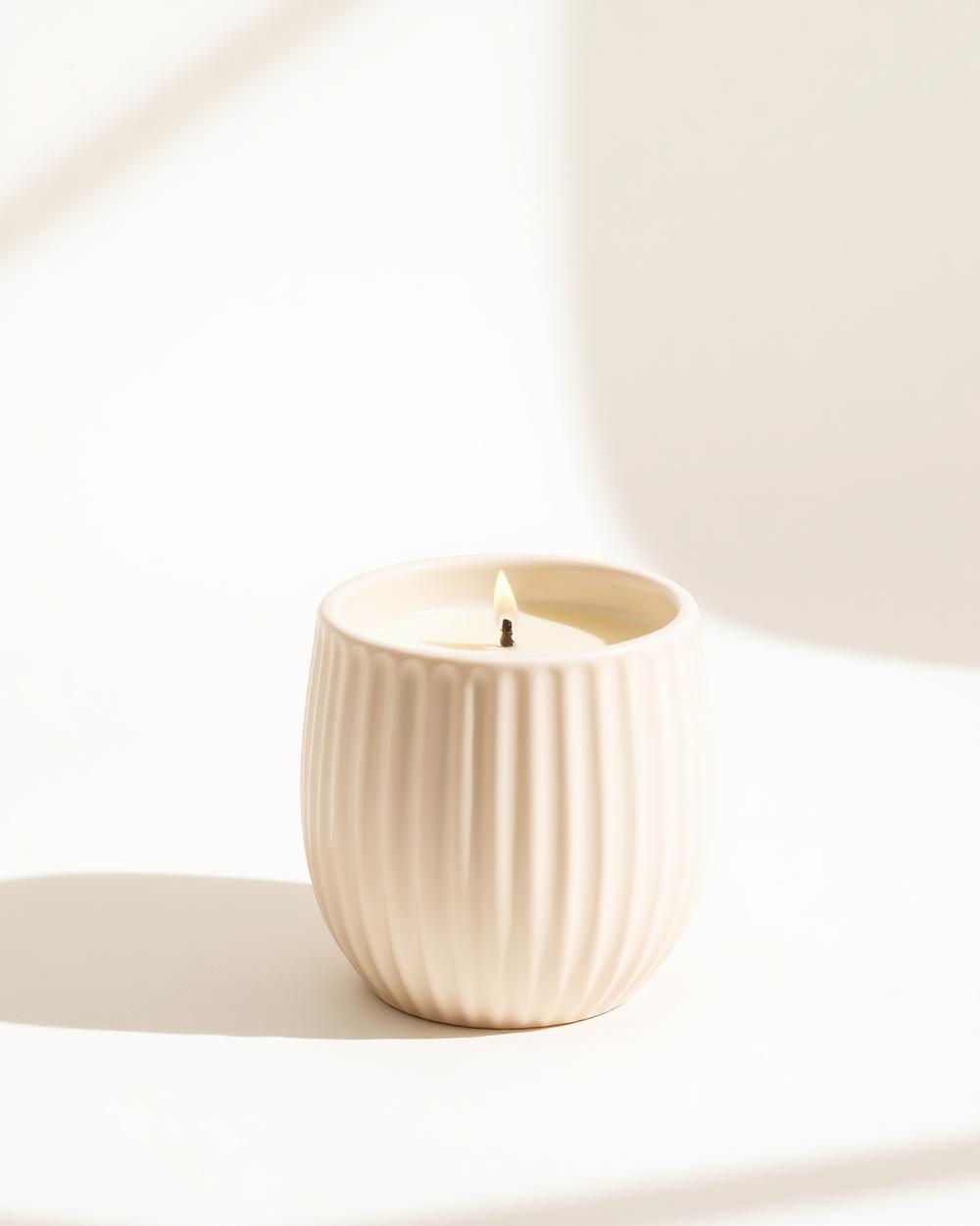 Ribbed Ceramic Candle