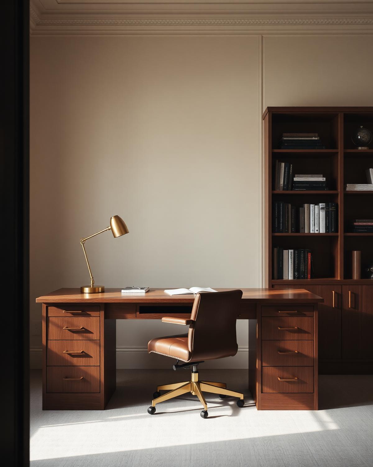Open workspace with linear lighting